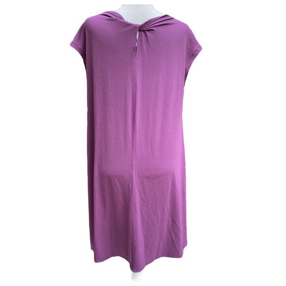 Eileen Fisher Twist Back Bateau Neck Purple Jersey Tunic Shift Midi Dress Sz M - Picture 3 of 11